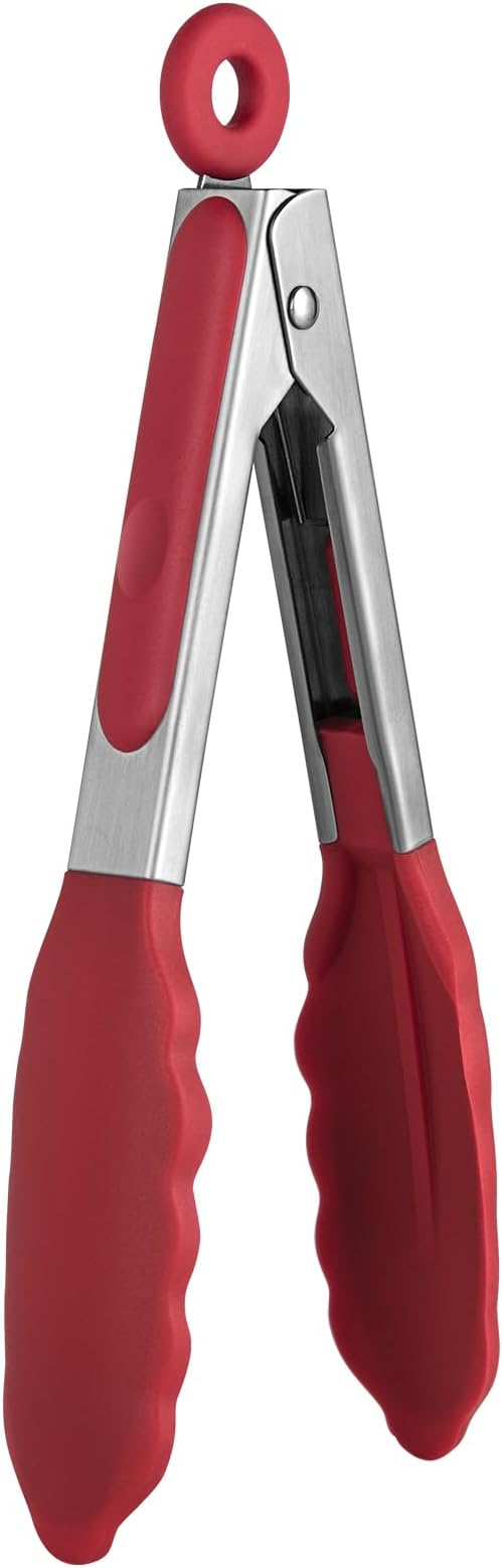 U-Taste Kitchen Tong for Cooking, 480ºF Heat-Resistant Silicone, 7in/Red