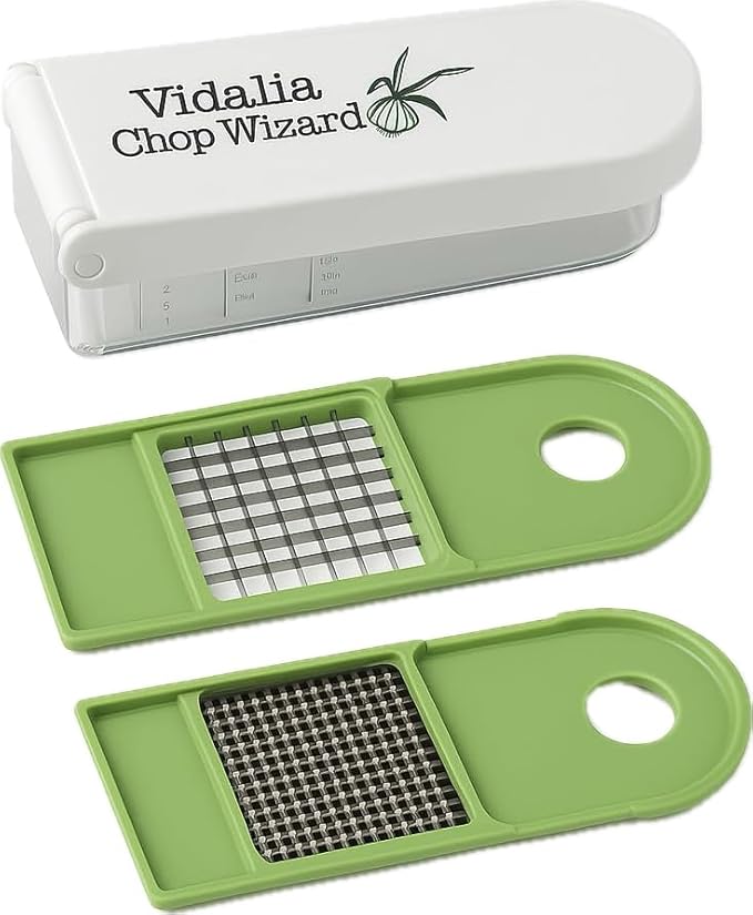 Vidalia Chop Wizard Vegetable Chopper – Original As Seen On TV Food Dicer with 2 Stainless Steel Blades, Large 2-Cup Container, Cleaning Tool, Dishwasher Safe Onion & Vegetable and Fruit Cutter