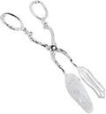 9in Vintage Salad Tong for Serving, Zinc Alloy Silver Food Serving Tongs Salad Steak Clip Buffet Tongs Kitchen Utensils for Buffet Catering Bread BBQ, 8.5x4.5in (1PCS)