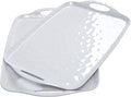 TP Serving Trays with Handles, 17 x 12 Inch Melamine Serving Platters for Food, Meat, Set of 2 Rectangular Trays for Eating, Pure White