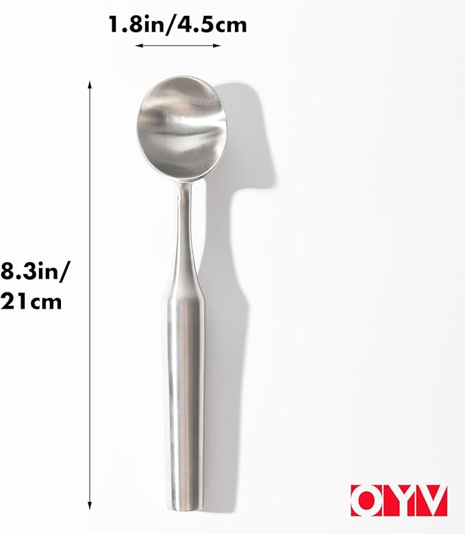 OYV 304 Stainless Steel Ice Cream Scoop, Heavy Duty, Ergonomic Handle
