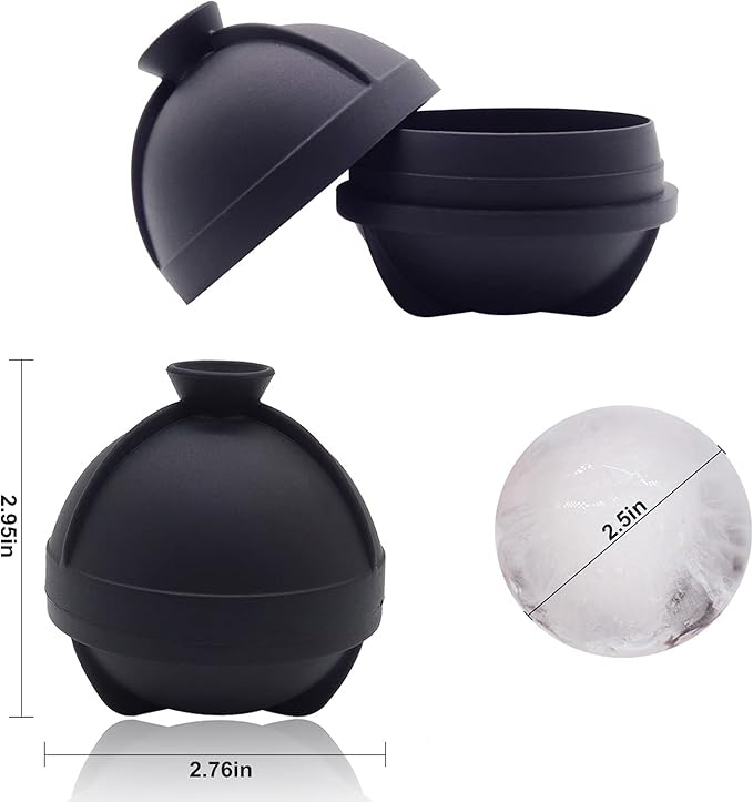 Helpcook Silicone Ice Ball Molds with Built-in Funnel for Whiskey,Set of 2
