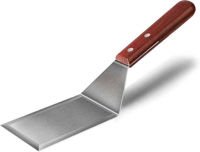 KLAQQED Metal Spatula for Cast Iron Skillet Grill Stainless Steel Spatula for Burger, Fish Turner Griddle Spatula, Spachulas Egg Flipper, Flat Top Metal Spatula for Cooking BBQ