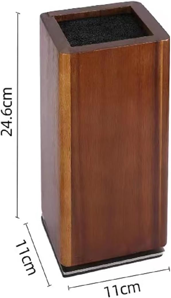 Azauvc Magnetic Knife Block, Rotatable Knife Holder, Wooden Brown, Modern Style, Acacia Material