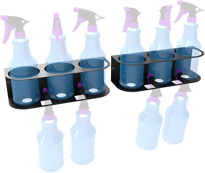 JINGCHENGMEI 2Pcs of 3 Spray Bottles Holder, Steel Wall Mount
