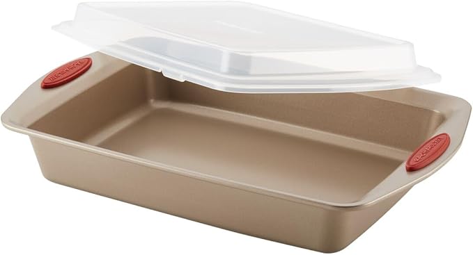 Rachael Ray Cucina Nonstick Bakeware Baking Pans Set, Latte Brown and Cranberry Red, Baking Dishes, 10-Piece