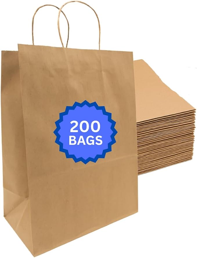 ASSUREPAK Kraft DIY Paper Bags, 14" x 10" x 15.75", 110 GSM, 200 Count