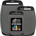 GORILLA GRIP BPA-Free Reversible Kitchen Cutting Board Set of 3, US Designed, Nonporous, Juice Grooves Catch Liquid, Slip Resistant Border, Dishwasher Safe, Durable Food Chopping Boards, Gray Black