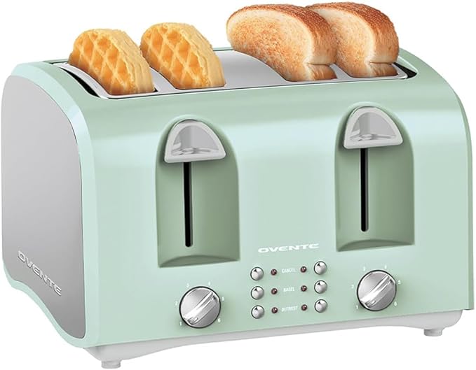 OVENTE Electric 4-Slice Toaster, 6-Shade Settings, Light Blue TS4410LBL