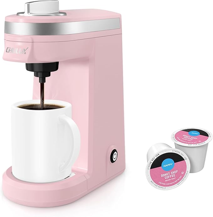 CHULUX Mini Single Serve Coffee Maker for K Cup, Fast Heating, Dusty Rose