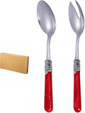 CATHYLIN 2-piece Salad Servers Stainless Steel Salad Serving Set Salad Fork and Spoon (Red)