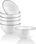 YOLIFE Small Bowls Set of 6, 10 oz Ice Cream Bowls with Black Trim