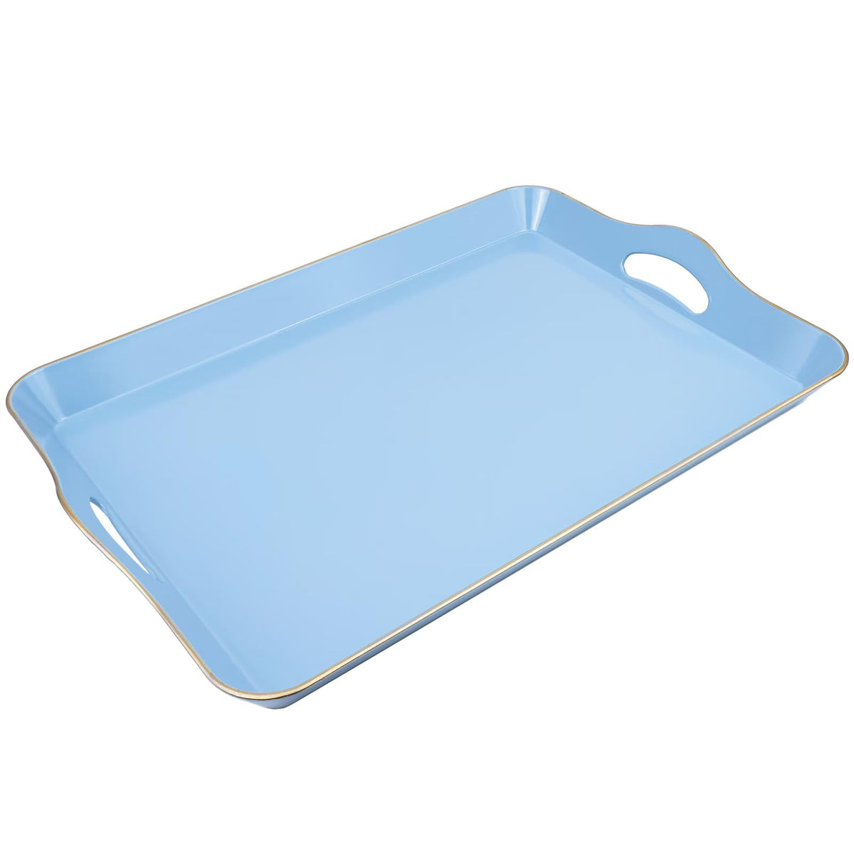 Spsyrine Green Decorative Serving Tray with Handles, Elegant Plastic Coffee Table Tray for Ottoman, Living Room, Home Decor 15.6" X 10.2"