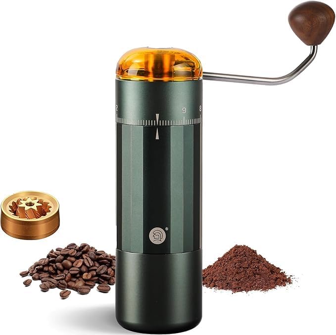 CUFEJORO Manual Coffee Grinder, Z5 Hand Coffee Grinder with 25g Capacity External Adjustable Knob, Manual and Electric Dual Mode grinder, Espresso, Mocha, Pour-over, French Press Green