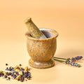 Stone Mortar and Pestle for Curshing Pills and Spices, Beige, Mini Size, 2.75" Wide