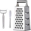 TEAHAHA 4 Sides Box Grater For Kitchen,Stainless Steel Cheese Grater With Handle,Multi-Function Vegetable Slicer Food Shredder For Chees,Ginger,Vegetables,Dishwasher Safe, Silver