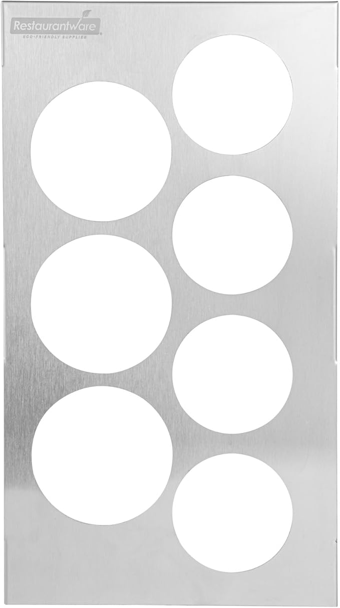 Restaurantware Squeeze Bottle Holder - 1 Count 12.795 x 7.087 x 0.394 Inches Stainless Steel Condiment Organizer - Durable Seven-Hole Pan Top Holder - Silver