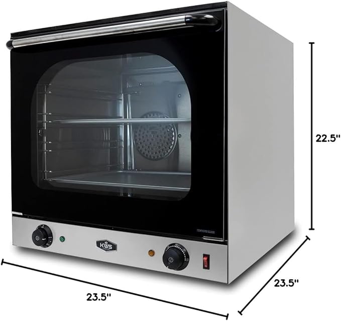 KWS CO-3 1600W Commercial Countertop Convection Oven, 2 Cu. Ft. - 120V, 4-Tier Toaster w/Front Glass Door, Electric Baking Oven