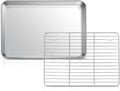 10.4” Baking Sheet Pan with Rack, Joyfair Stainless Steel Toaster Oven Tray