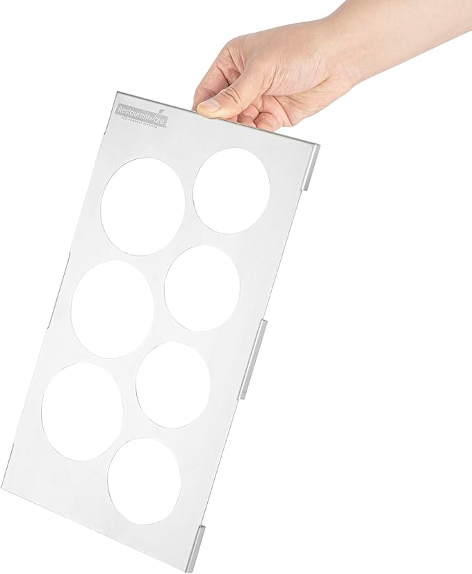 Restaurantware Squeeze Bottle Holder - 1 Count 12.795 x 7.087 x 0.394 Inches Stainless Steel Condiment Organizer - Durable Seven-Hole Pan Top Holder - Silver