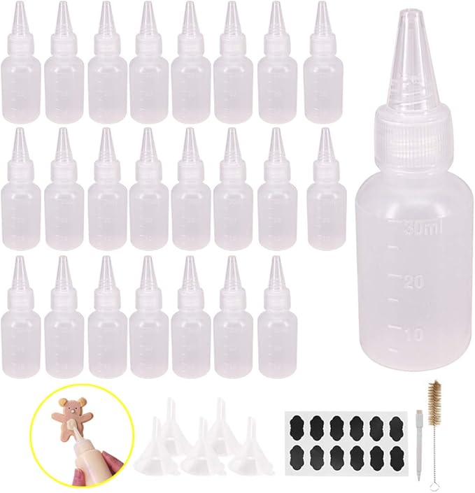 Belinlen 24 Pack 1-Ounce Plastic Squeeze Bottles with Measurement