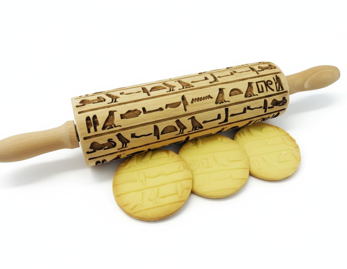 EGYPT HIEROGLYPHS EMBOSSING ROLLING PIN LASER ENGRAVED ROLLING PIN for EMBOSSED COOKIES GIFT for FRIEND
