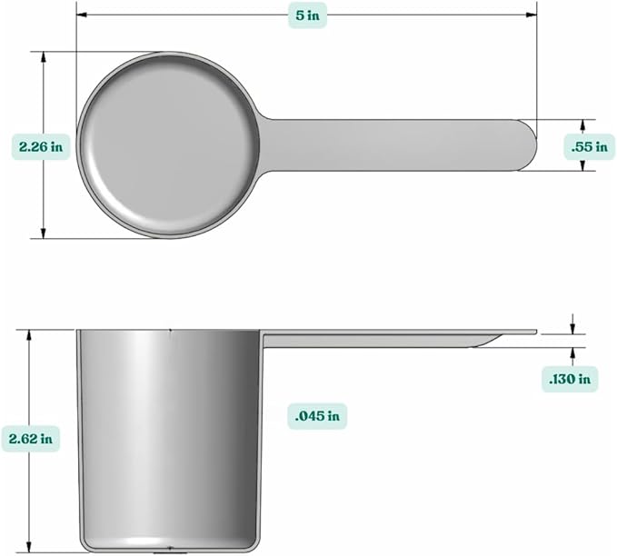 Supplement and Supply 148 mL (148 CC | 5 Oz.) Long Handle Plastic Measuring Scoop for Coffee, Protein Powder, Pet Food, Spices, Grains, Dry Goods – Food-Grade BPA-Free (Pack of 5)