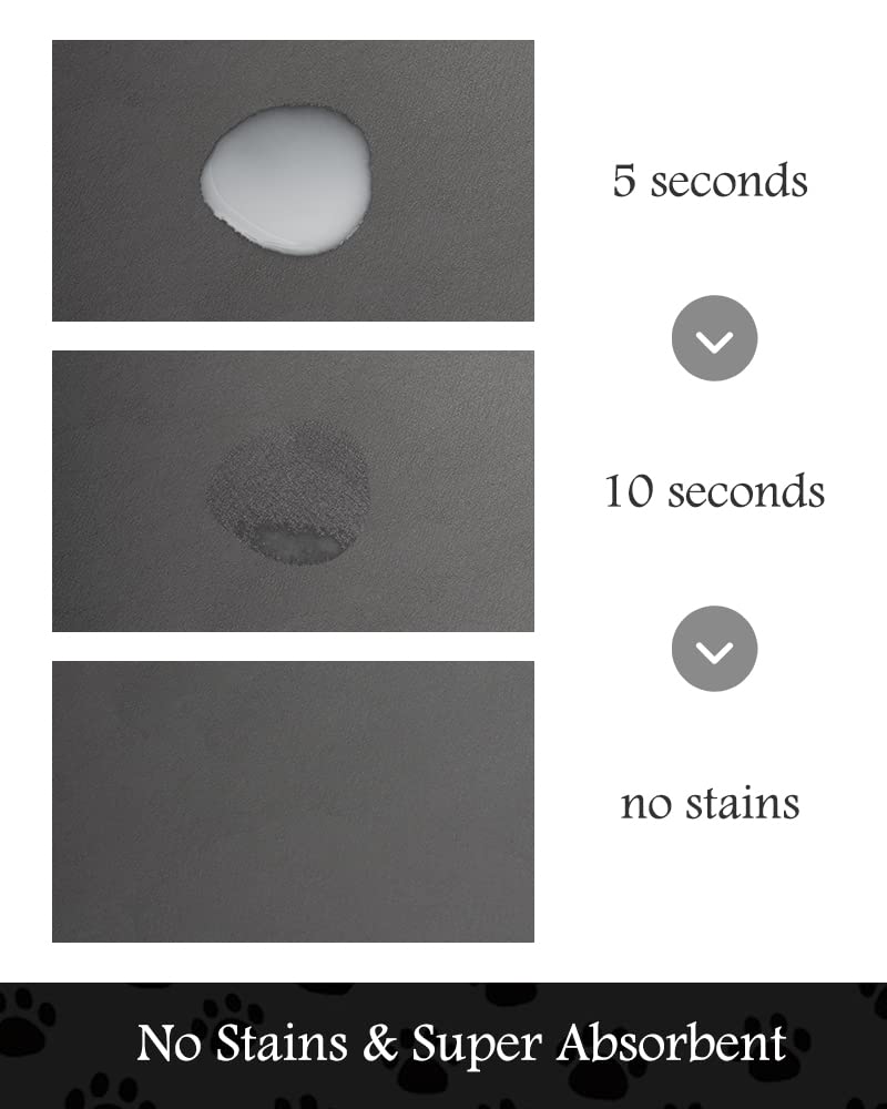 Pet Feeding Mat-Absorbent Dog Mat for Food and Water Bowl-No Stains Quick Dry Dispenser Mat-Dog Accessories Pet Supplies-Bowl for Messy Drinkers（Darkgrey,16"x24"
