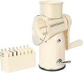 Chef Power's 5 in 1 Rotatory Cheese Grater - Premium Quality Hand Cheese Grater With Handle - Food Chopper for Kitchen - Beige