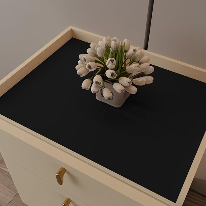 Zinkooat Nightstand Protector Top - 14x30 Inch Waterproof Easy to Clean Can Conceal Flaws Protector The Table Top from Scratches Used for Dining (Black+Gray 14x30)