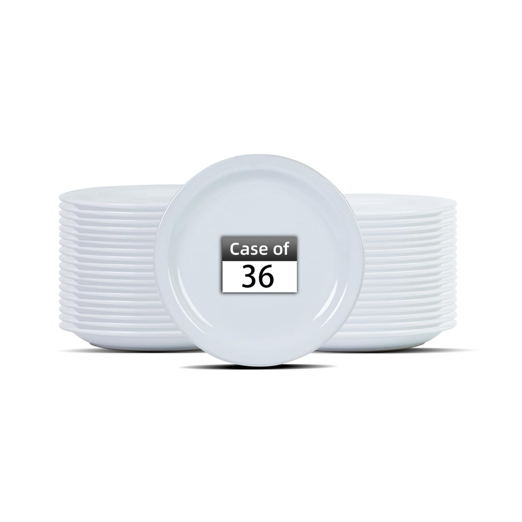 IRESTAURANT PLUS Stoneware Narrow Rim Commercial Grade Dinnerware, Bright White, Plate 8.25, Case of 36