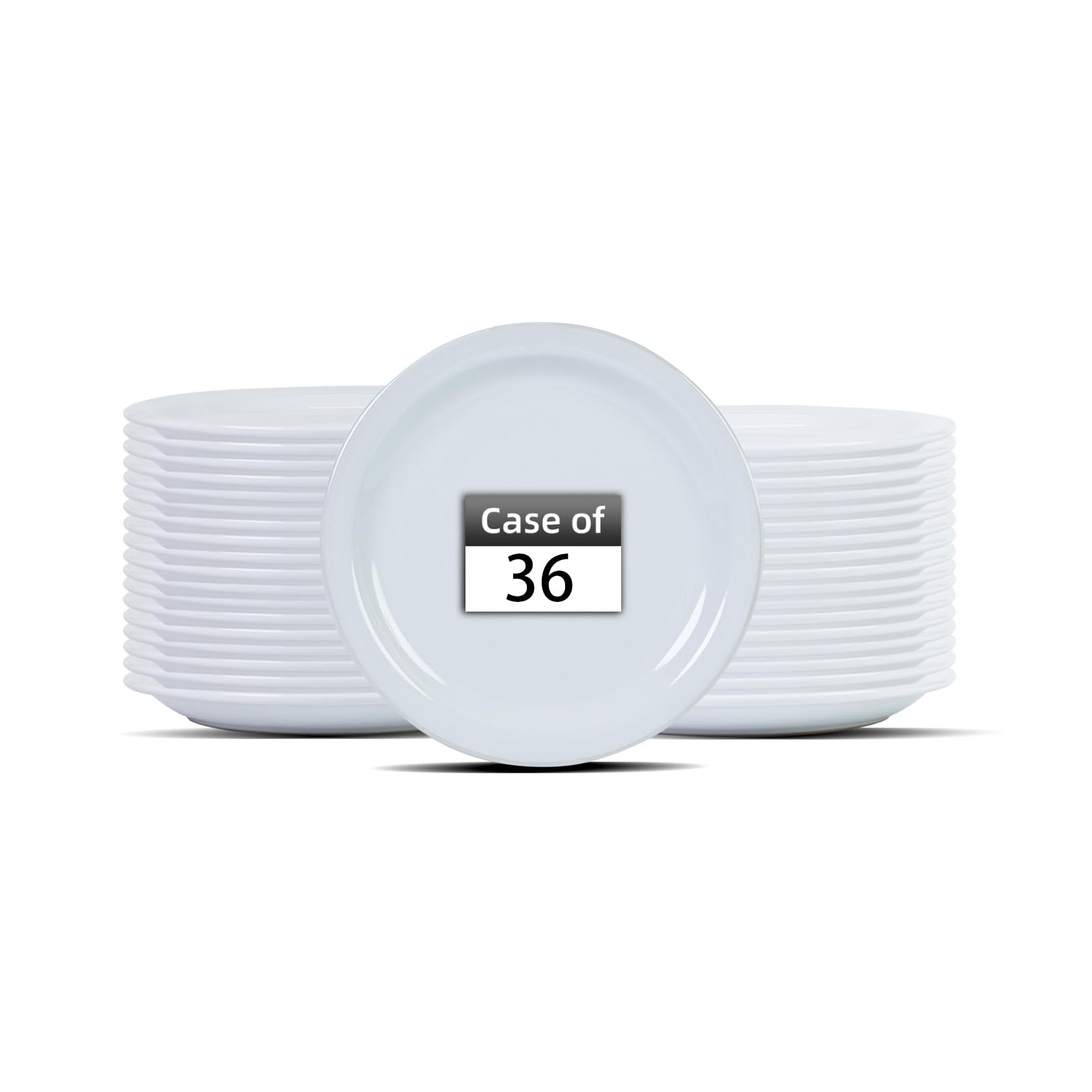 IRESTAURANT PLUS Stoneware Narrow Rim Commercial Grade Dinnerware, Bright White, Plate 8.25, Case of 36