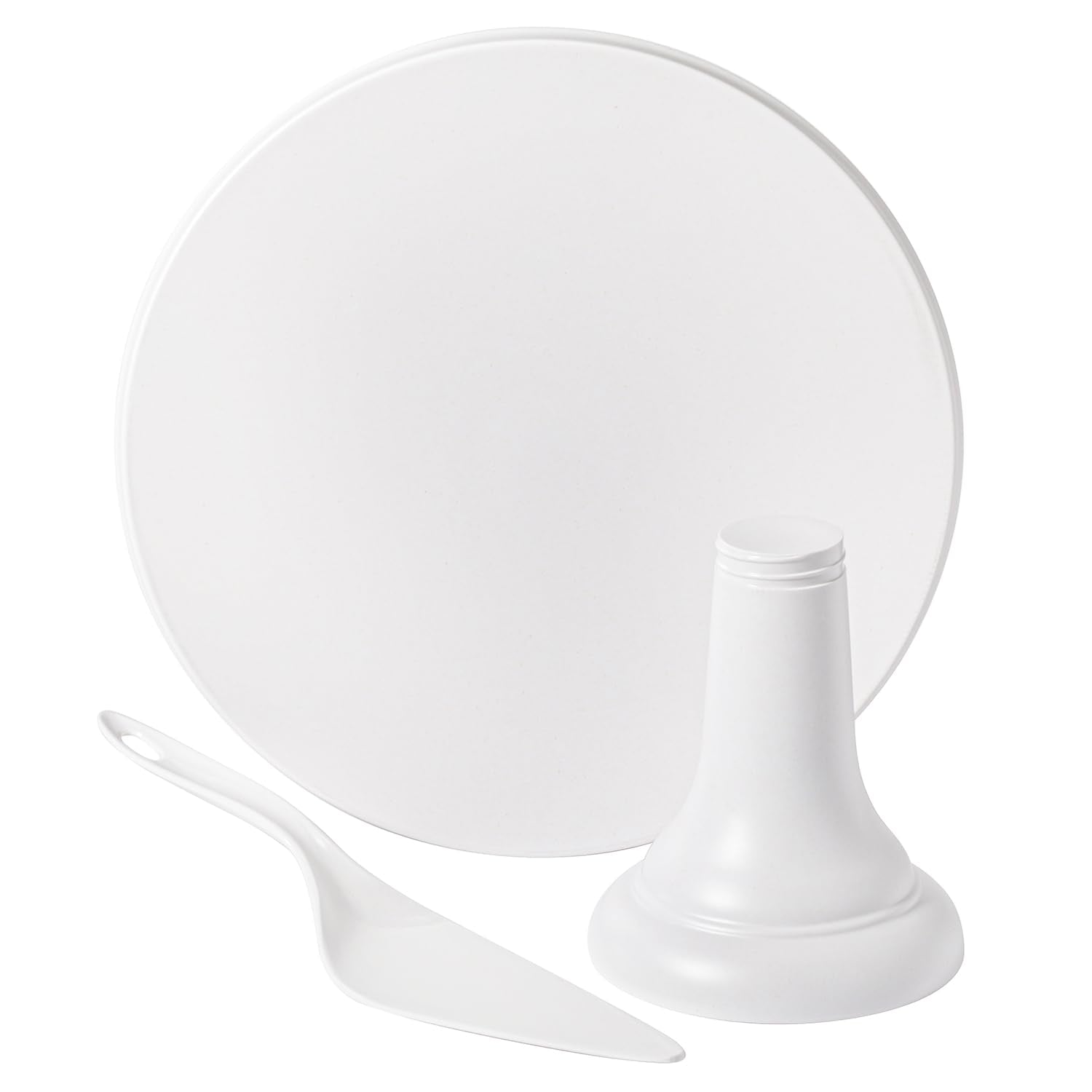 JOYMAY 9.6 Inch Bamboo Fiber Cake Stand, Round Cake Holder, Cake Plate with Detachable Base, Dessert Table Display Set, Cake Decorating for Birthday Party Baking Gifts for 6inch, 8inch Cakes (White)