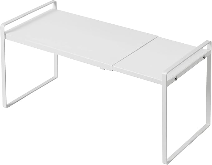 Nxconsu Expandable Shelf for Cabinets, Cabinet Shelf Riser, 8.6" White