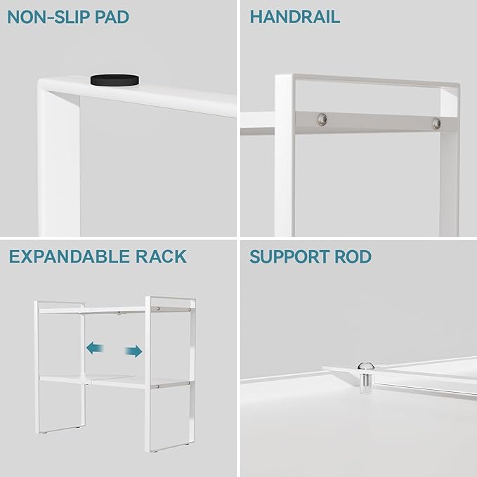 Aiusafacai Cabinet Shelf Expandable Height Adjustable Organizer Riser for Kitchen Cabinet Pantry Cupboard Under Sink Countertop Organization