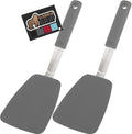 GORILLA GRIP BPA-Free Silicone Spatula for Non Stick Frying Pan, 2 PK, Heat Resistant Flexible Head, Patented Soft Comfortable Handle, Non-Scratch Kitchen Turner, Flip Burgers, Pancakes, 11.6 in, Gray