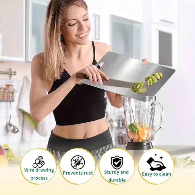 Katori Titanium Cutting Board, 100% Pure Titanium Cutting Boards for Kitchen, Double Sided Non Toxic Cutting Board,Hygiene Durable Chopping Board Suitable for Dishwasher Safe (1PCS,L)