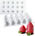 OCPO Kitchen Strawberry Silicone Mold for Baking Mousse Cake, 15 Cavities