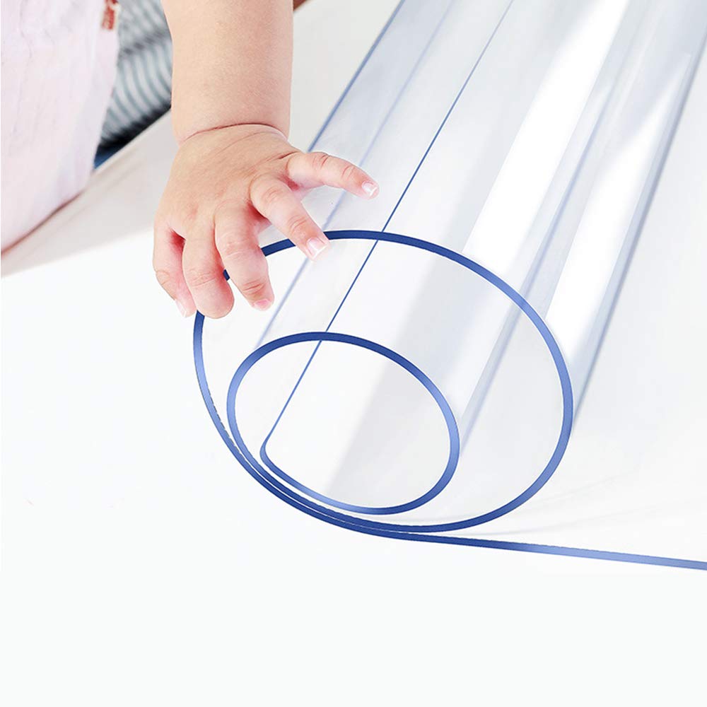 Table Protector Clear Plastic PVC Tablecloth Water Resistant Table Top Protector Wood Furniture Protective Thicken Crystal Desk Pad PVC Vinyl Dining Cover Easy Clean Wipeable Polyester Pad 44x56 in