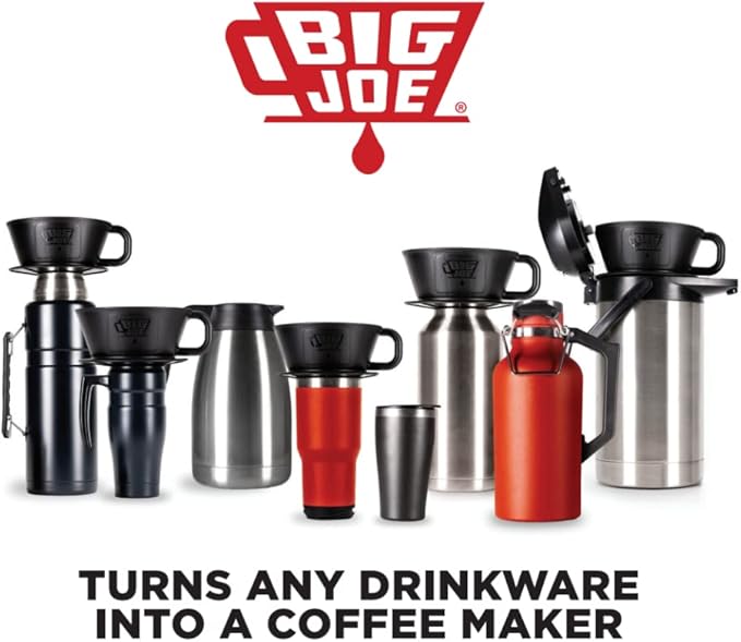 BIG JOE® Large Pour Over Coffee Dripper (Durable BPA-Free Plastic) w/ 50 Filters - Brews 12 to 75 oz of Coffee into Any Mug, Carafe, or Thermos - Dishwasher Safe - Made in USA