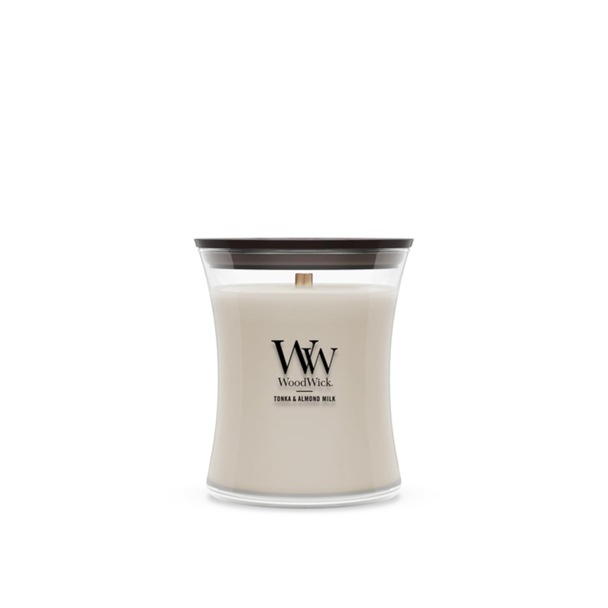 WoodWick Tonka & Almond Milk Scented Candle, Crackling Wick, 9.7oz