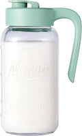 Spreccio Mason Jar Pitcher, 64 oz (2 quart), Glass Pitcher with Lid