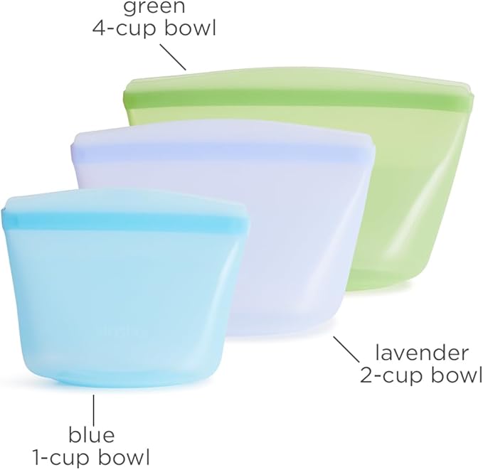 Stasher Premium Reusable Silicone Bags and Lunch Bag, 3-Pack, Multicolor