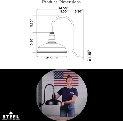 11" Gooseneck Barn Light Outdoor | Farmhouse Exterior | Navy Blue/Brass