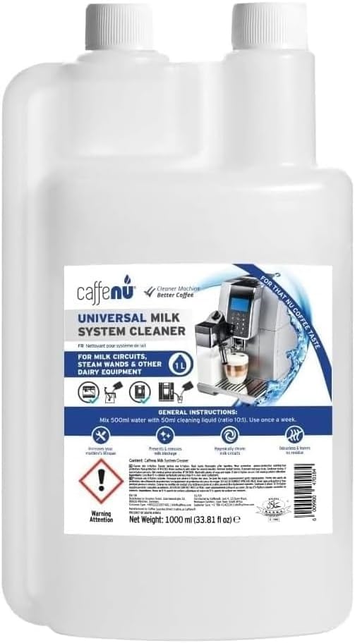 Caffenu Universal Milk System Cleaner, Use on All Machines, 33.8fl oz/1 L