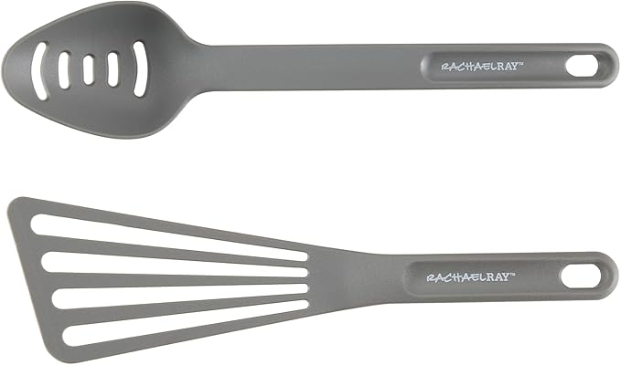 Rachael Ray Cucina Nonstick Cookware, Sea Salt Gray Pots and Pans Set, 12-Piece