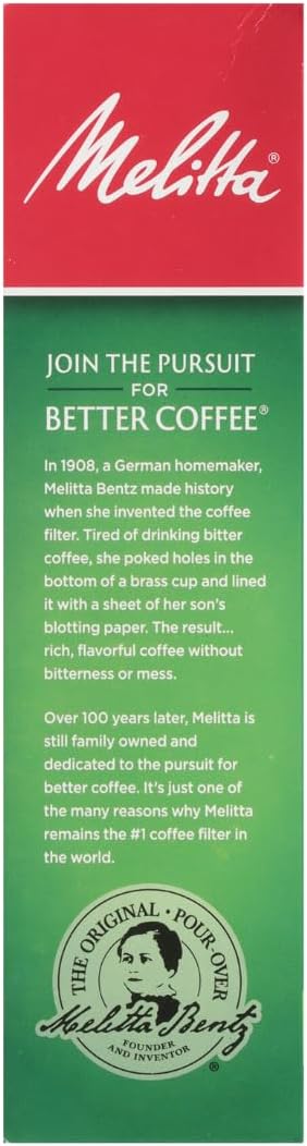 Melitta #4 Unbleached Coffee Filters, Premium, Natural Brown, Flavor Enhancing Coffee Filters for 8-12 Cup Coffee Makers, Kosher Certified, Compostable, 100 Count (Pack of 6)