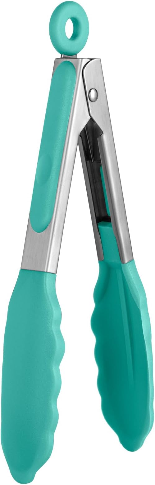 U-Taste Kitchen Tong for Cooking, 480ºF Heat-Resistant Tps, 7in/Aqua Sky