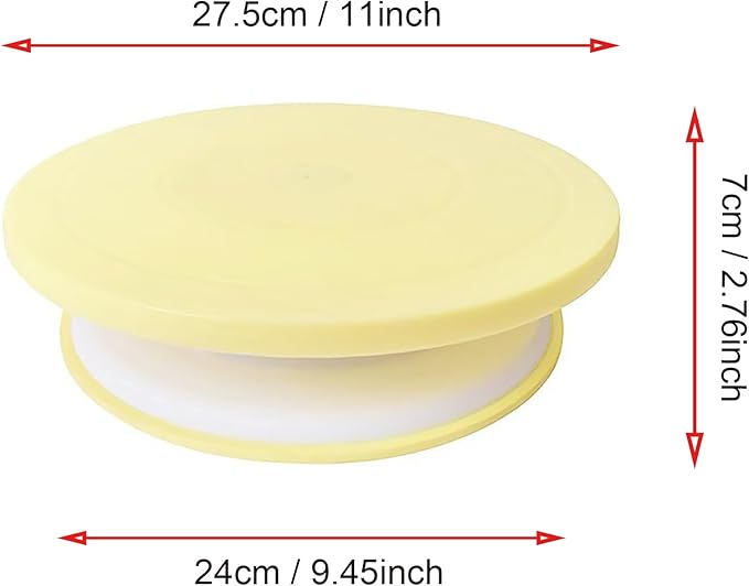 OZXNO Cake Decorating Turntable 11 Inch Cake Turntable Anti-Slip Rotating Cake Stand for Decorating(1pcs Yellow)