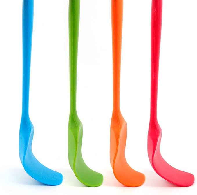 Delidge Food Grade Silicone Spatula Set Heat Resistant Small Rubber Spatulas,4 piece Silicone Spoonula Spatula Non-stick Baking Curved Spatulas Multicolor Dinnerware (21.7cm/8.56inch)